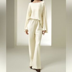 NWT LilySilk Silk Charmeuse Crewneck Blouse & Full Bias Cut Silk Pants